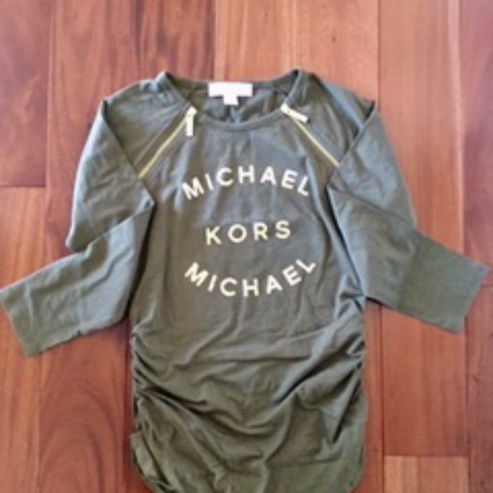 NWT MICHAEL KORS Logo Print Ruched size Medium